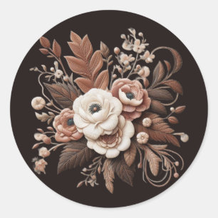 Modern Elegant Country Western- Floral Classic Round Sticker