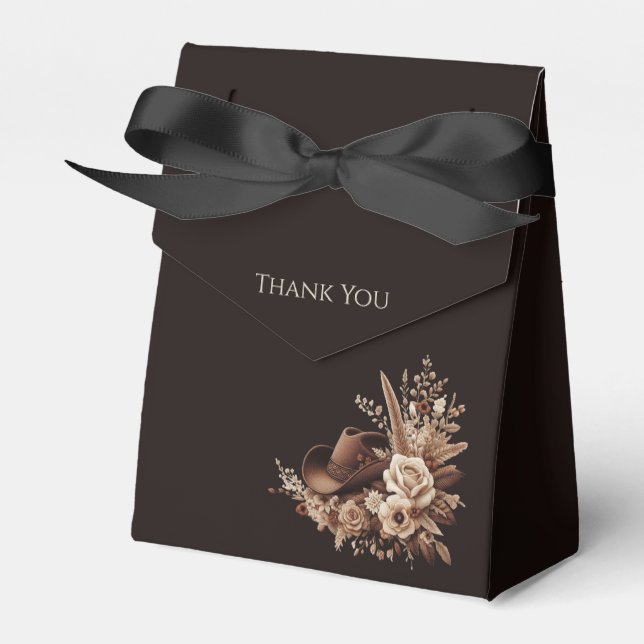 Modern Elegant Country Western- Floral Favour Box (Front Side)
