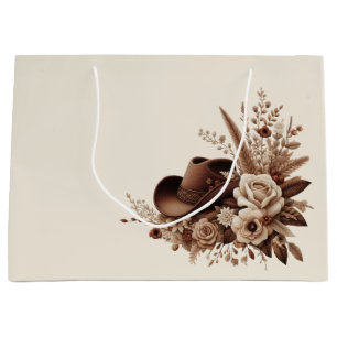 Modern Elegant Country Western- Floral  Large Gift Bag