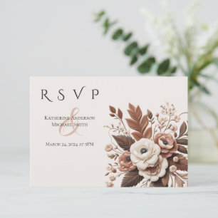 Modern Elegant Country Western- Floral RSVP Card