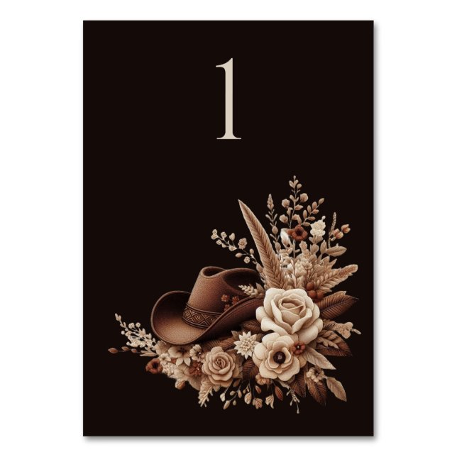 Modern Elegant Country Western- Floral Table Number (Front)