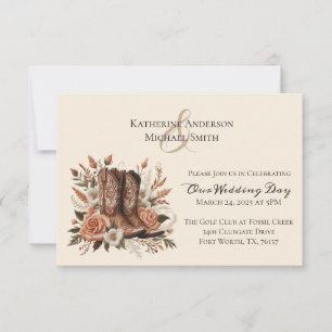Modern Elegant Country Western- Flowers Invitation