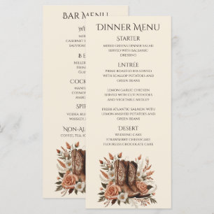 Modern Elegant Country Western- Flowers Menu