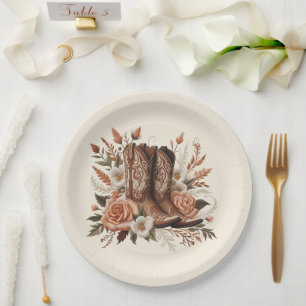 Modern Elegant Country Western- Flowers Paper Plate