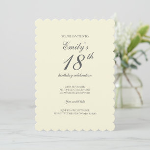Modern Elegant Cream 18th Birthday Party Invitation