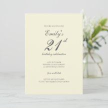 Modern Elegant Cream 21st Birthday Party