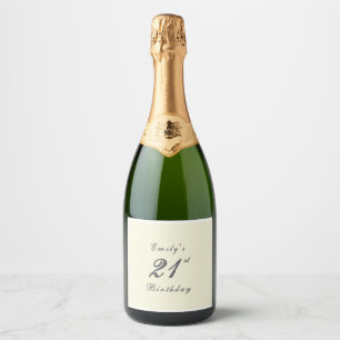 Modern Elegant Cream 21st Birthday Party Sparkling Wine Label