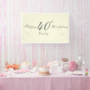 Modern Elegant Cream 40th Birthday Party Banner