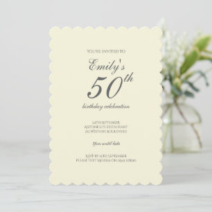 Modern Elegant Cream 50th Birthday Party Invitation