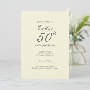 Modern Elegant Cream 50th Birthday Party Invitation