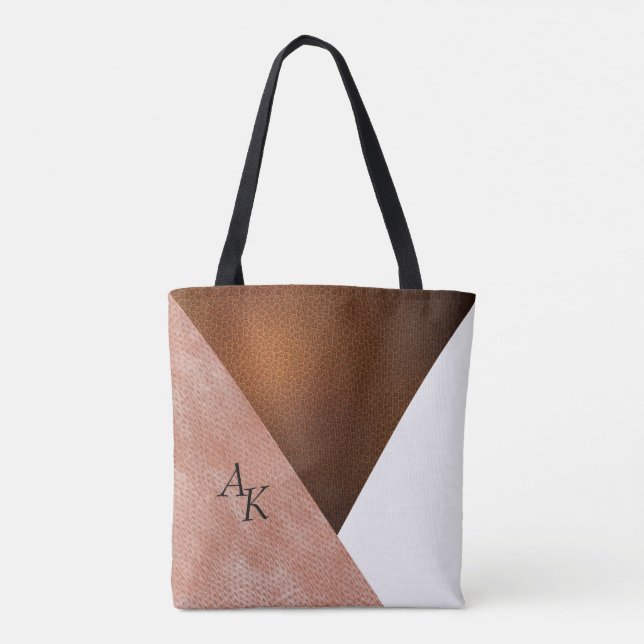 Modern Elegant Cream Leather Initials Personalised Tote Bag (Back)