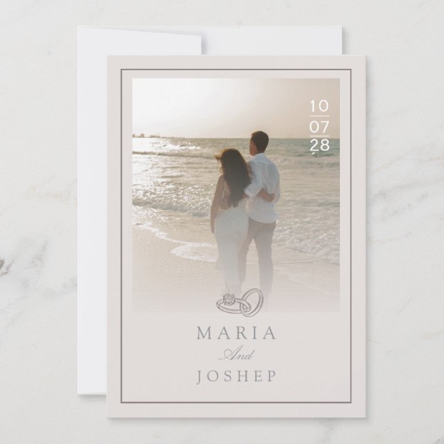 Modern Elegant Cream Wedding Invitation editable (Front)