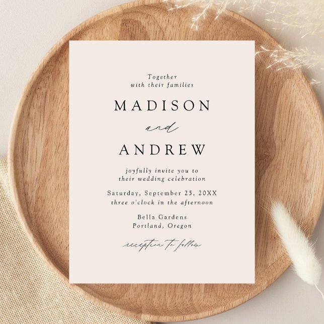 Modern Elegant Cream Wedding Invitation Postcard (Creator Uploaded)