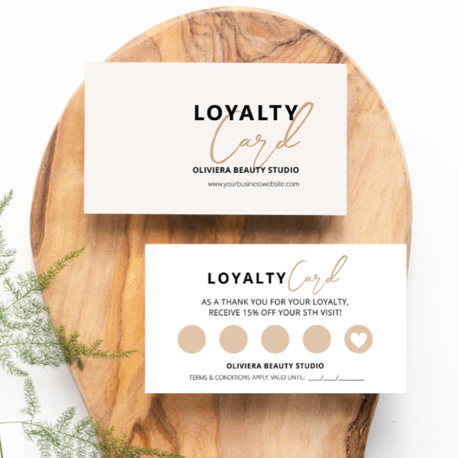 Modern Elegant Cream & Yellow Typography Loyalty Card (Creator Uploaded)