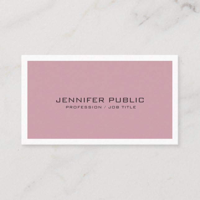 Modern Elegant Creative Trendy Rose Colour Design Business Card (Front)
