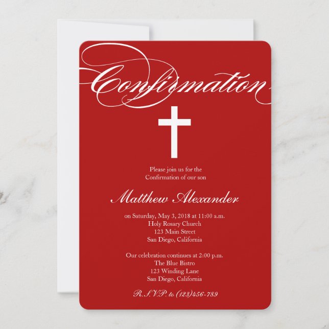 Modern Elegant Cross Confirmation Invitation (Front)