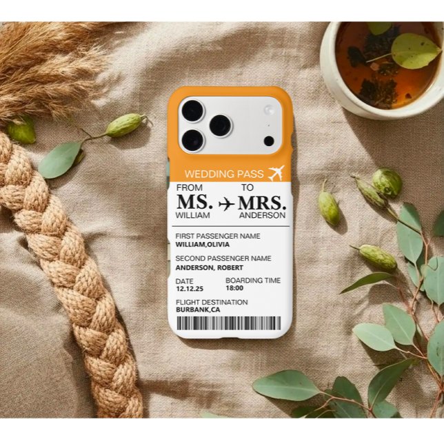 Modern Elegant Custom Bride To Be Boarding Pass (Modern elegant bride to be boarding pass ticket iphone 17 pro max cover)