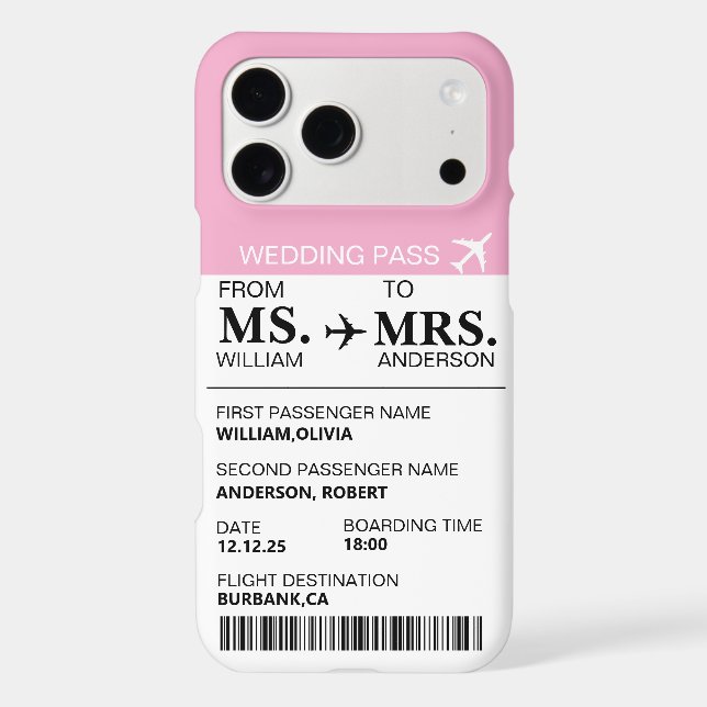 Modern Elegant Custom Bride To Be Boarding Pass iP (Back)