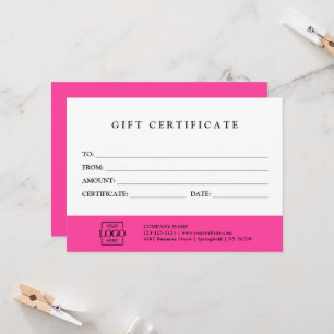 Modern Elegant Custom Business Gift Certificate