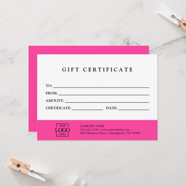 Modern Elegant Custom Business Gift Certificate (Front/Back In Situ)