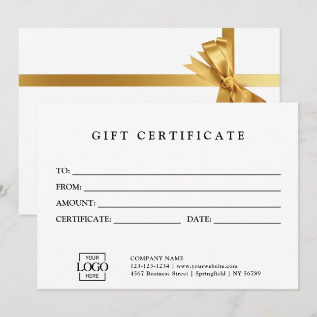 Modern Elegant Custom Business Gift Certificate (Front/Back)