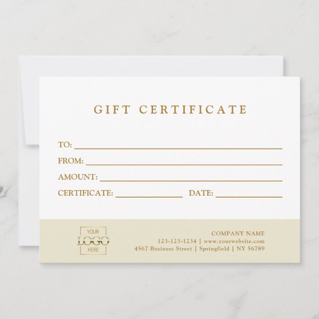Modern Elegant Custom Business Gift Certificate (Front)