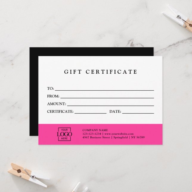 Modern Elegant Custom Business Gift Certificate (Front/Back In Situ)