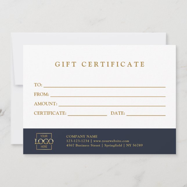 Modern Elegant Custom Business Gift Certificate (Front)