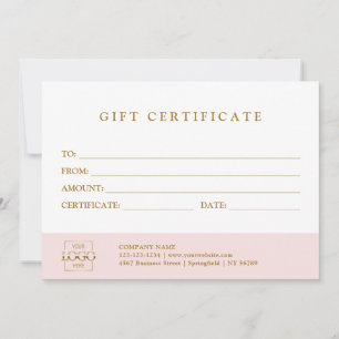 Modern Elegant Custom Business Gift Certificate