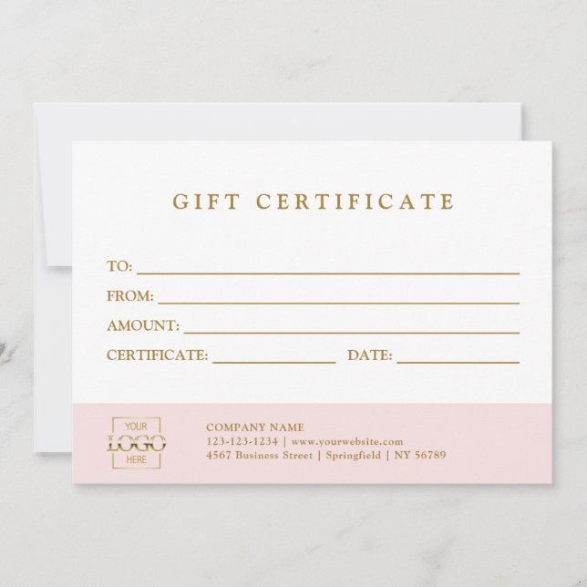 Modern Elegant Custom Business Gift Certificate (Front)