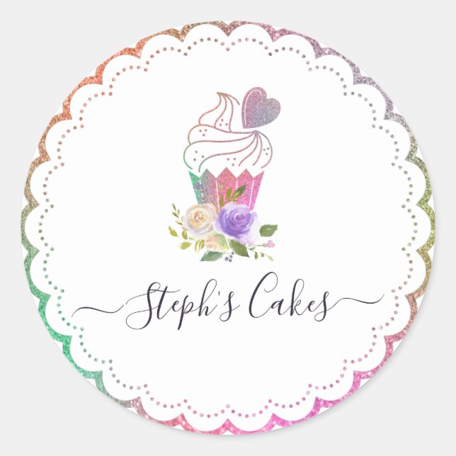 Modern elegant custom cakery business classic round sticker (Front)