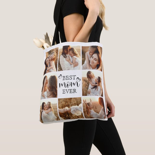 Modern Elegant Custom Family Photo Gift for Mum Tote Bag (Close Up)