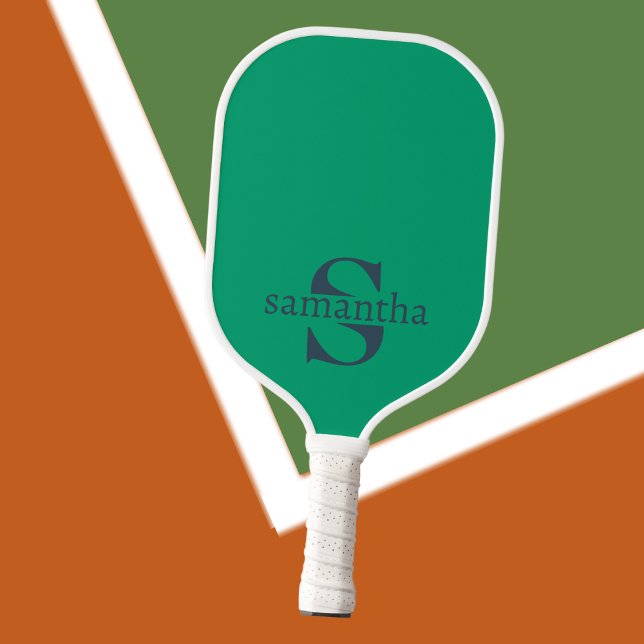 Modern Elegant Custom Initial Name Luxury Green Pickleball Paddle (Creator Uploaded)