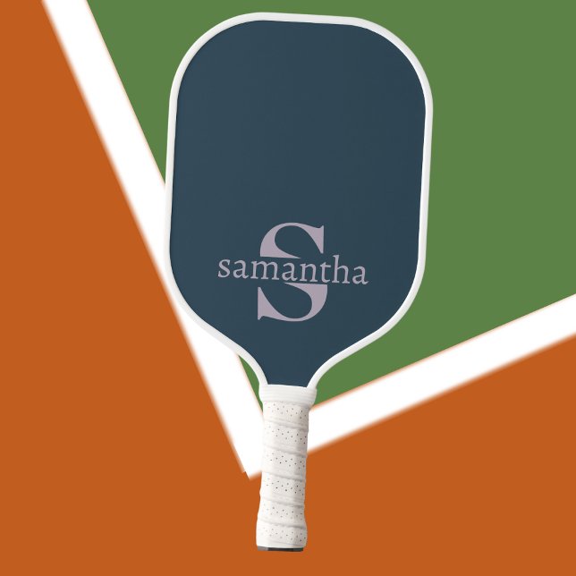 Modern Elegant Custom Initial Name Luxury Grey  Pickleball Paddle (Creator Uploaded)