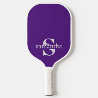 Modern Elegant Custom Initial Name Purple Pickleball Paddle