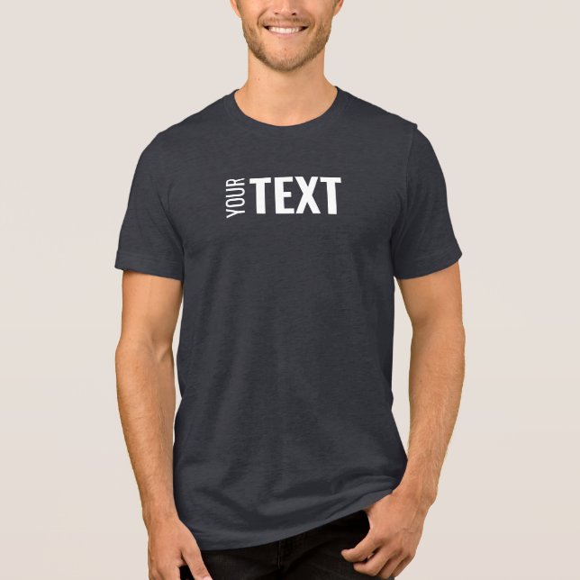 Modern Elegant Custom Name Text Mens Black Heather Tri-Blend Shirt (Front)