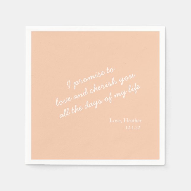 Modern Elegant Custom Vow Simple Wedding With Name Napkin (Front)