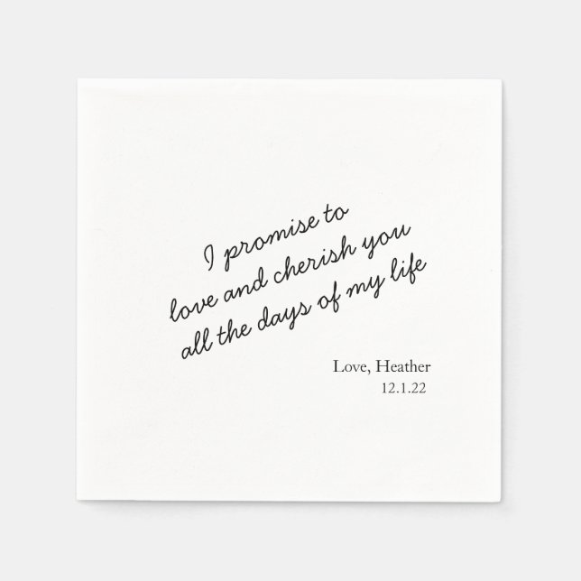 Modern Elegant Custom Vow Simple Wedding With Name Napkin (Front)