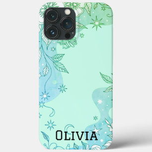 Modern elegant cute girly simple florals iPhone 13 pro max case