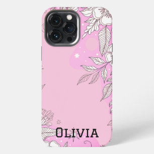 Modern elegant cute girly simple florals iPhone 13 pro max case