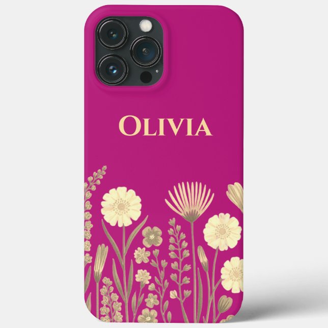 Modern elegant cute girly simple wildflowers  Case-Mate iPhone case (Back)