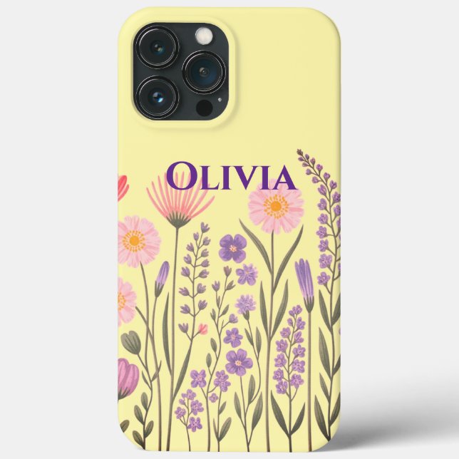 Modern elegant cute girly simple wildflowers  Case-Mate iPhone case (Back)