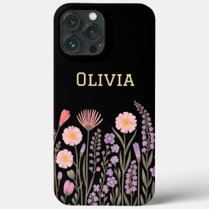 Modern elegant cute girly simple wildflowers  iPhone 13 pro max case