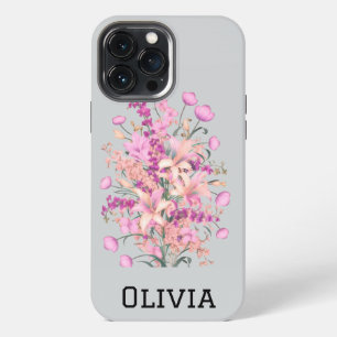 Modern elegant cute girly simple wildflowers iPhone 13 pro max case