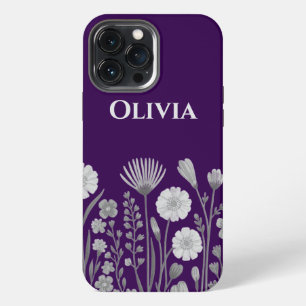 Modern elegant cute girly simple wildflowers iPhone 13 pro max case