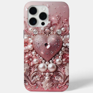 Modern elegant cute golden pearls Valentine’s Day iPhone 15 Pro Max Case