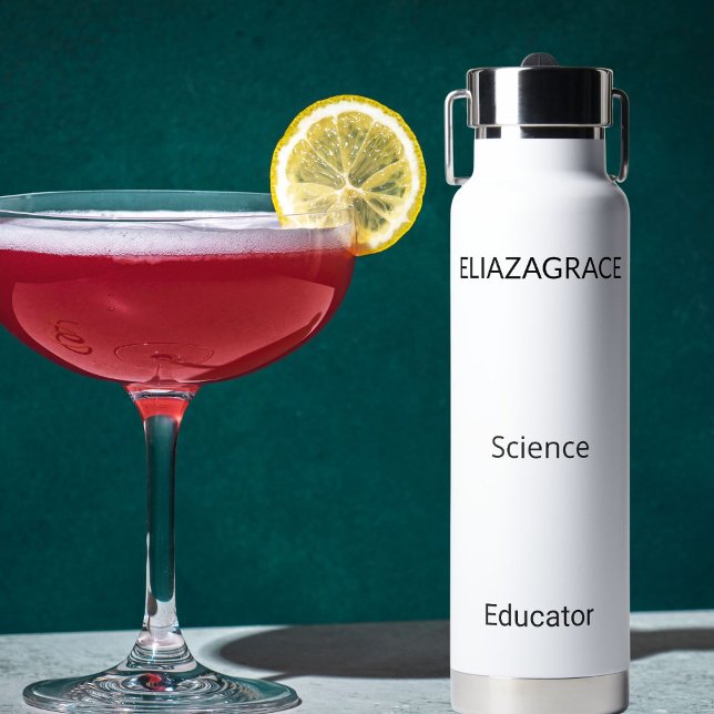 Modern Elegant Cute Minimalist Personalize Teacher Water Bottle (Creator Uploaded)