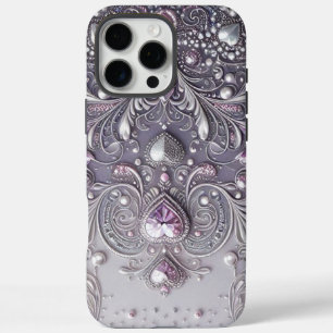 Modern elegant cute purple pearls Valentine’s Day iPhone 16 Pro Max Case