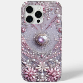 Modern elegant cute purple pearls Valentine’s Day iPhone 15 Pro Max Case