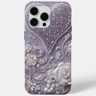 Modern elegant cute purple pearls Valentine’s Day iPhone 15 Pro Max Case